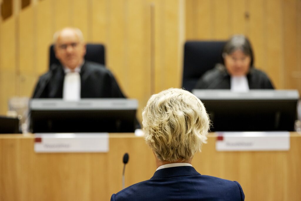 Geert Wilders heeft het niet zo op wat hij 'linkse rechters’ noemt. Op de foto Wilders ‘Minder Marokkanen’-proces, 29 juni 2020.