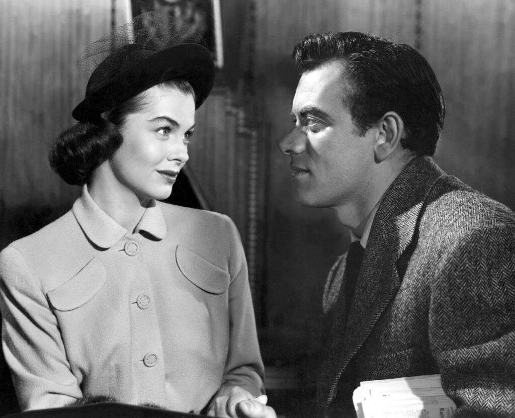 Joanne Dru en John Ireland als Anne Stanton enJack Burden in de verfilming uit 1949.