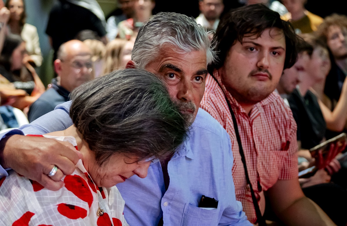 Gerdi Verbeet en Rob Oudkerk op het ledencongres van GroenLinks-PvdA. Nieuwegein, 21 juni 2025.